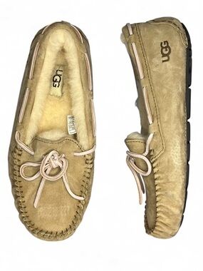 NEW UGG Dakota Suede Chestnut Tan Fur Lining Moccasin Slippers - Indoor/Outdoor